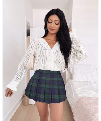 Women's High Waist Pleated Cosplay Cheer Skirt Mini School Tennis Skirts Thanksgiving Day Christmas Skirt Plaid 31 $10.25 Skirts