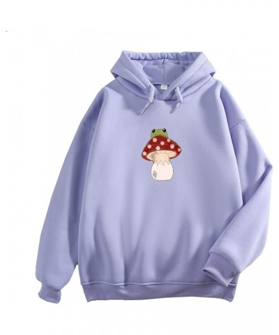 Cute Mushroom Frog Hoodie for Women Cottagecore Sweatshirt Kawaii Clothes Hoodies for Teen Girls Aesthetic Y2k Tops Purple $1...