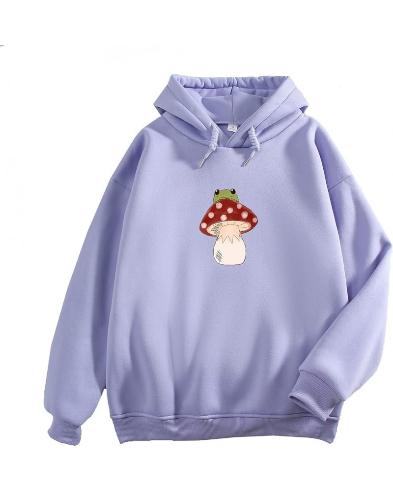 Cute Mushroom Frog Hoodie for Women Cottagecore Sweatshirt Kawaii Clothes Hoodies for Teen Girls Aesthetic Y2k Tops Purple $1...