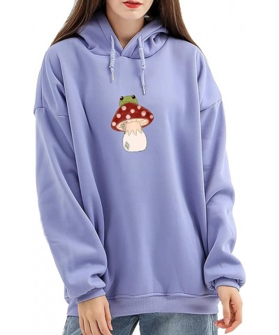 Cute Mushroom Frog Hoodie for Women Cottagecore Sweatshirt Kawaii Clothes Hoodies for Teen Girls Aesthetic Y2k Tops Purple $1...