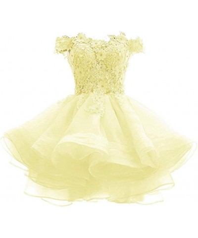 Women's Off The Shoulder Organza Short Homecoming Dresses Yellow $34.00 Dresses