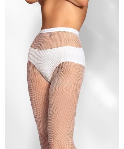 High Waist Fishnet Stockings for Women Net Tights Pantyhose White - Seamed $17.79 Socks