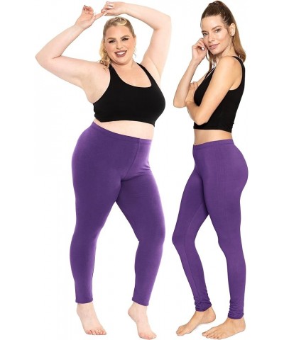 Women's and Plus Size Knee-Length and Ankle Length Leggings | X-Small- 7X Adult Full Length Purple $16.42 Leggings