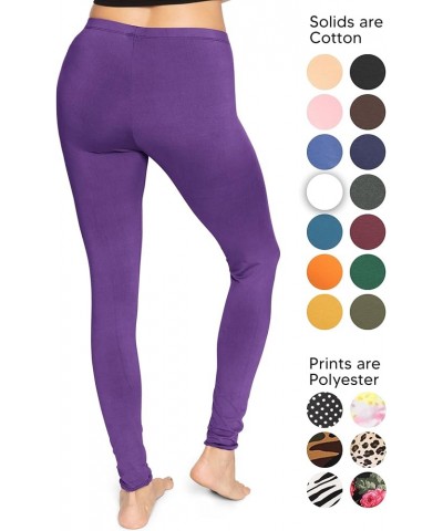 Women's and Plus Size Knee-Length and Ankle Length Leggings | X-Small- 7X Adult Full Length Purple $16.42 Leggings