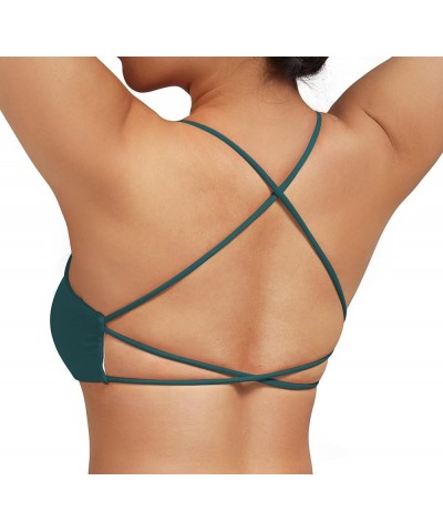 Womens Strappy Sports Bra Padded Criss Cross Back Sexy Workout Yoga Bra 3 Lake Green-2 $11.26 Lingerie