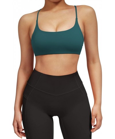 Womens Strappy Sports Bra Padded Criss Cross Back Sexy Workout Yoga Bra 3 Lake Green-2 $11.26 Lingerie