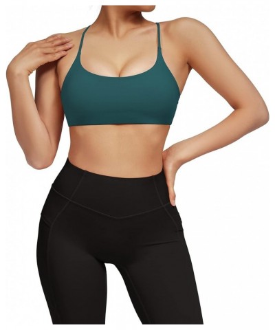 Womens Strappy Sports Bra Padded Criss Cross Back Sexy Workout Yoga Bra 3 Lake Green-2 $11.26 Lingerie