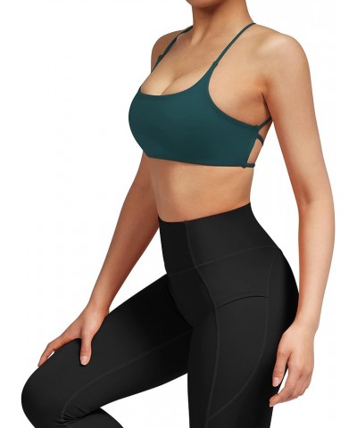 Womens Strappy Sports Bra Padded Criss Cross Back Sexy Workout Yoga Bra 3 Lake Green-2 $11.26 Lingerie