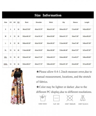 Womens Short Sleeve Empire Waist Floral Maxi Dress 2024 Spring Summer Fashion Casual Plus Size Dresses F-black $9.71 Activewear