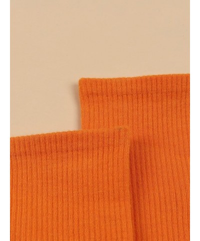 Women's Ribbed Knit Cushioned Athletic Running Mid Calf Crew Socks Orange $9.59 Activewear