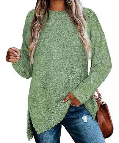 Womens Sweaters Crewneck Long Sleeve Side Slit Tunic Tops for Leggings 6-green $21.62 Sweaters