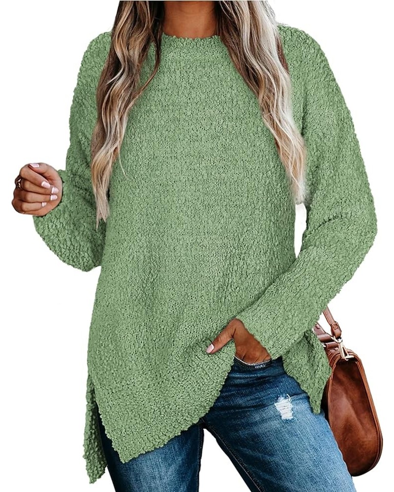 Womens Sweaters Crewneck Long Sleeve Side Slit Tunic Tops for Leggings 6-green $21.62 Sweaters