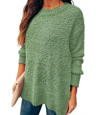 Womens Sweaters Crewneck Long Sleeve Side Slit Tunic Tops for Leggings 6-green $21.62 Sweaters