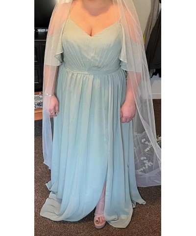 Elegant Women Plus Size Bridesmaid Dresses 2024 with Slit Cold Shoulder Chiffon Formal Party Dresses with Pockets RO020 Dusty...