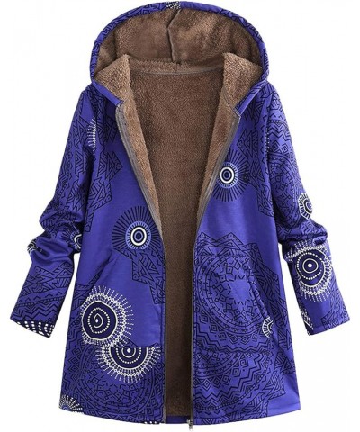 Women's Long Sleeve Warm Coat Fashion Winter Warm Plush Hooded Zip Outwear with Pocket Blue2 $11.76 Jackets