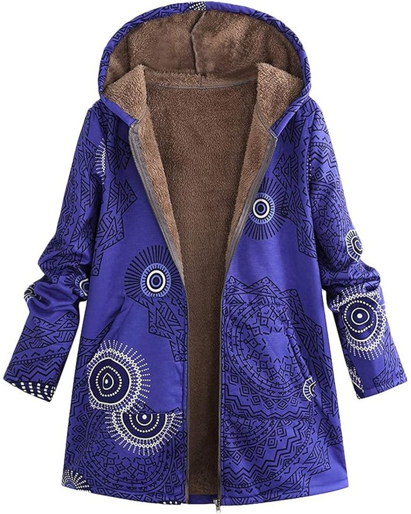 Women's Long Sleeve Warm Coat Fashion Winter Warm Plush Hooded Zip Outwear with Pocket Blue2 $11.76 Jackets