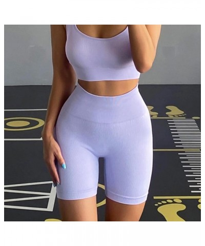 Women's Ribbed Workout Shorts High Waist Seamless Gym Shorts for Women Athletic Fitness Yoga Shorts Pack Pink Lavender Darkpi...