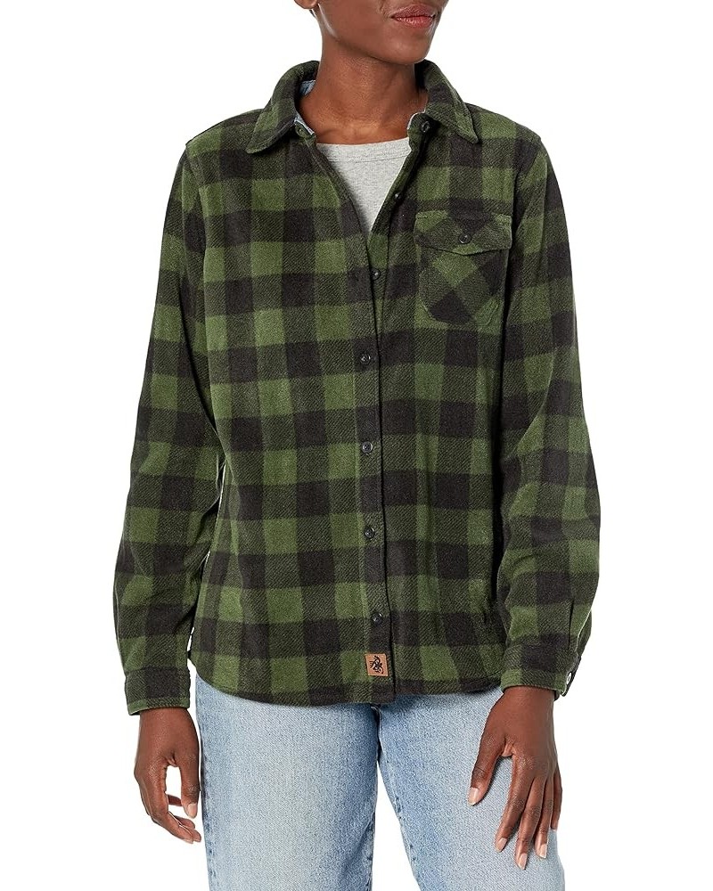 Women's Trail Guide Fleece Button Down Shirt Night Forest Plaid $9.71 Blouses