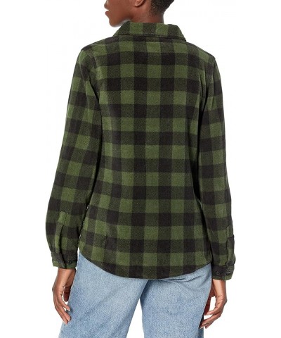 Women's Trail Guide Fleece Button Down Shirt Night Forest Plaid $9.71 Blouses