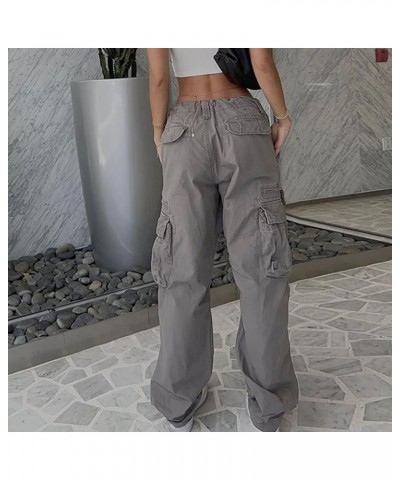 High Rise Boyfriend Jeans for Women Y2K Baggy Straight Wide Leg Cargo Jeans Denim Pants Streetwear with Pockets Z Grey $16.77...