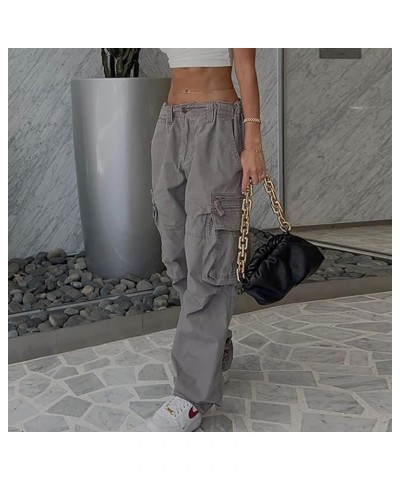 High Rise Boyfriend Jeans for Women Y2K Baggy Straight Wide Leg Cargo Jeans Denim Pants Streetwear with Pockets Z Grey $16.77...