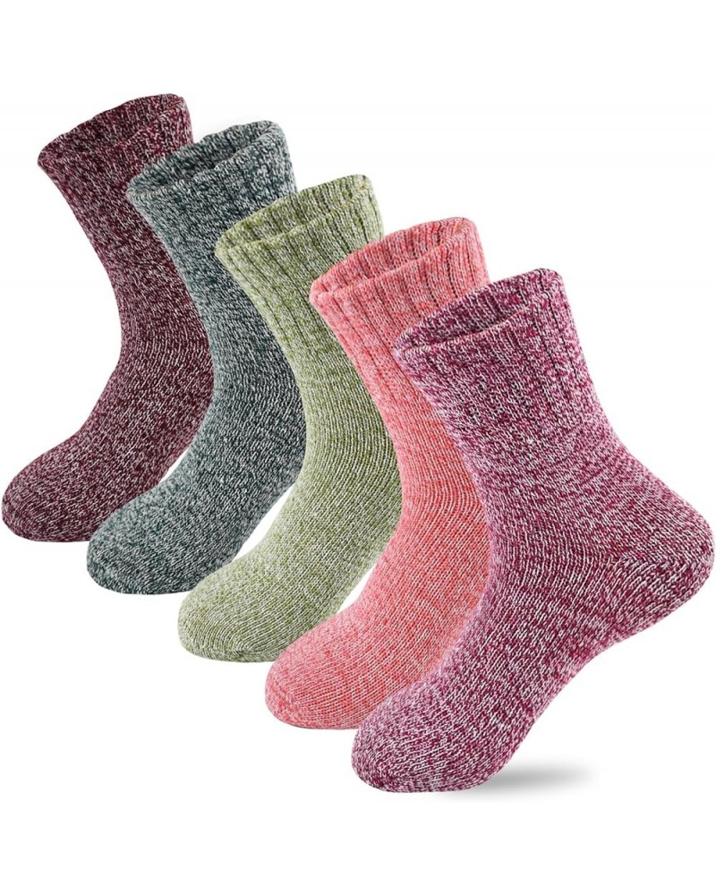 Womens Winter Socks Gift Box Free Size Thick Wool Socks Soft Warm Casual Socks for Women Socks Christmas Socks 5 Pairs Multic...