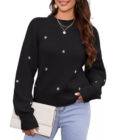 Womens Mock Neck Oversized Sweaters Knit Ribbed Long Sleeve Fall Winter Pullover Sweater Tops Black $10.19 Sweaters