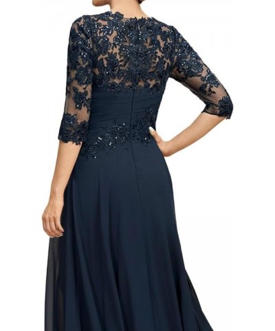 Mother of The Bride Dresses Lace 3/4 Sleeve Formal Evening Dress Long Beaded Wedding Guest Dresses for Women Ruffle Dark Turq...