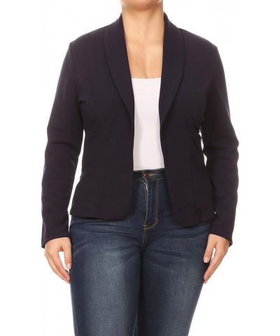 Women's Plus Size Casual Solid Basic Long Sleeve Blazer Cardigan Jacket/Made in USA Mbl00348 Navy $15.37 Blazers