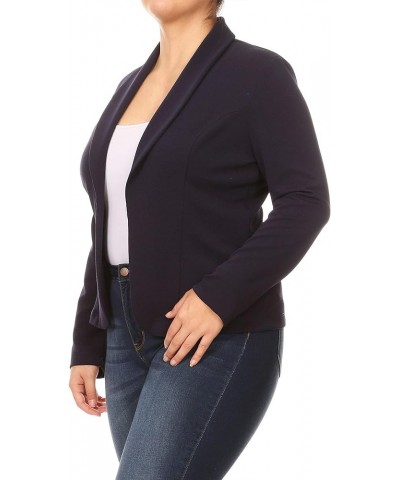 Women's Plus Size Casual Solid Basic Long Sleeve Blazer Cardigan Jacket/Made in USA Mbl00348 Navy $15.37 Blazers