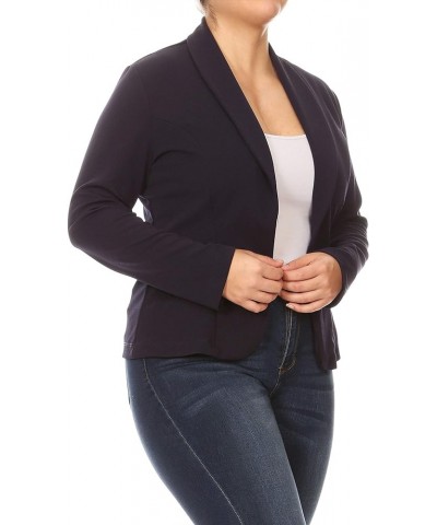 Women's Plus Size Casual Solid Basic Long Sleeve Blazer Cardigan Jacket/Made in USA Mbl00348 Navy $15.37 Blazers