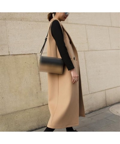 Women's Vest Autumn And Winter Long Wool Coat OL Slim Double Breasted Sleeveless Coat Suit Black $43.61 Jackets