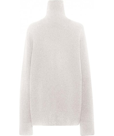 Women's Cashmere Pullover Sweater High Neck Wool Casual Knit Top Fall and Winter Warm Pullover Bottoming Sweater, S-2XL White...