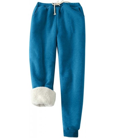 Womens Fleece Lined Sweatpants Winter Sherpa Warm Jogger Drawstring Pants Casual Thermal Sweatpants C Dark Blue $6.28 Activewear