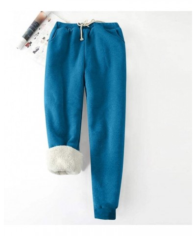 Womens Fleece Lined Sweatpants Winter Sherpa Warm Jogger Drawstring Pants Casual Thermal Sweatpants C Dark Blue $6.28 Activewear