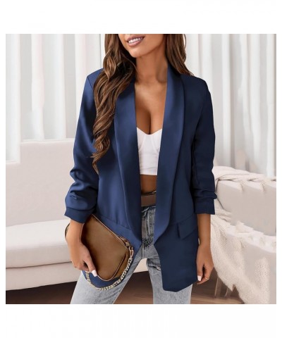 Blazers for Women Business Casual Button Work Office Jackets Blazer Open Front Long Sleeve Lapel Jacket Outfit 04 Navy $11.51...