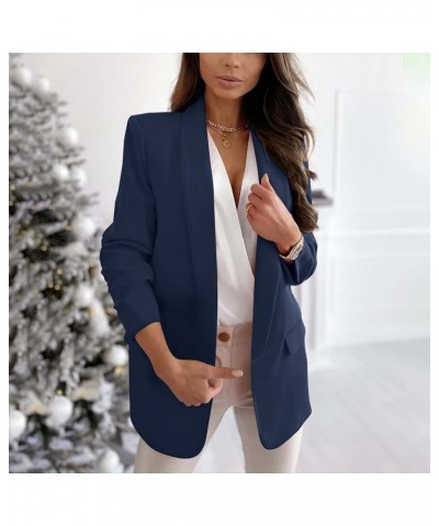 Blazers for Women Business Casual Button Work Office Jackets Blazer Open Front Long Sleeve Lapel Jacket Outfit 04 Navy $11.51...