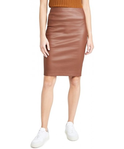 Women's Pencil Skirt Dark Cognac $83.51 Skirts