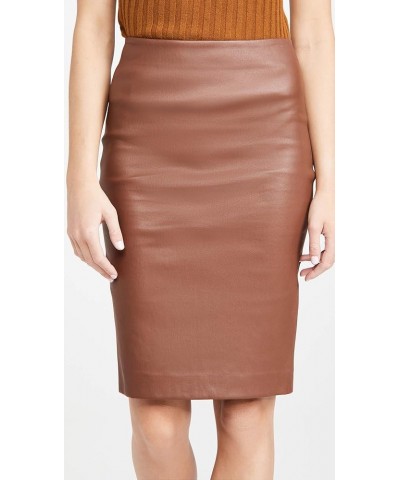 Women's Pencil Skirt Dark Cognac $83.51 Skirts