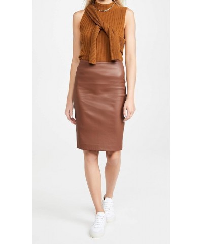 Women's Pencil Skirt Dark Cognac $83.51 Skirts