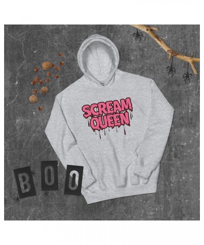 Scream Queen Hoodie, Halloween Shirt, Women's Trendy Oversized Hoodie, Halloween Sweatshirt Sport Grey $27.36 Hoodies & Sweat...