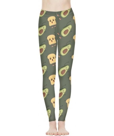 Leggings for Women High Waist Soft Summer Fruit Printed Yoga Pant Stretch Gym Workout Casual Bootcut Pants Avocado and Toast ...