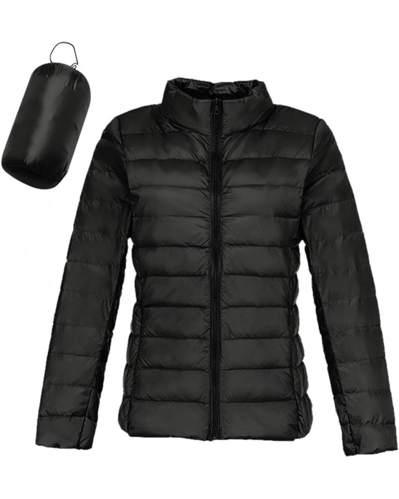 Packable Puffer Jacket for Women Lightweight Short Down Jackets Trendy Slim Fit Bubble Coat Winter Puffer Jackets with Hood B...