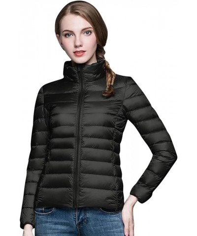 Packable Puffer Jacket for Women Lightweight Short Down Jackets Trendy Slim Fit Bubble Coat Winter Puffer Jackets with Hood B...