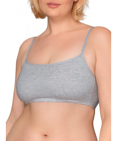 Women's Spaghetti Strap Cotton Pull Over 3 Pack Sports Bra in Fashion Colors 4 Sand/White/Black/Heather Grey $5.83 Lingerie