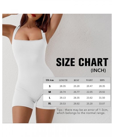 Jumpsuits For Women One Piece Summer Yoga Workout Short Sexy Petite Casual Tummy Control Square Neck Sports Bra Romper White0...