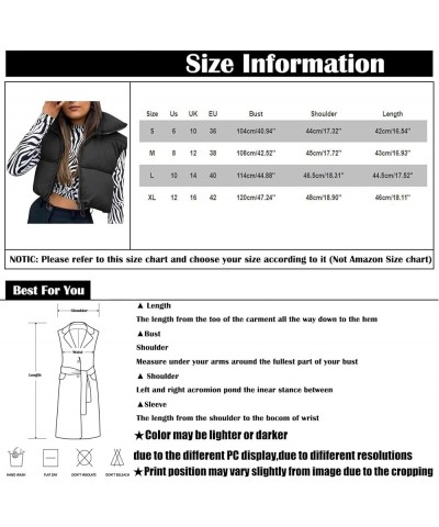 Womens Cropped Puffer Vest Zip Up Sleeveless Coat Warm Soft Casual Lapel Collar Jackets Khaki $10.79 Vests