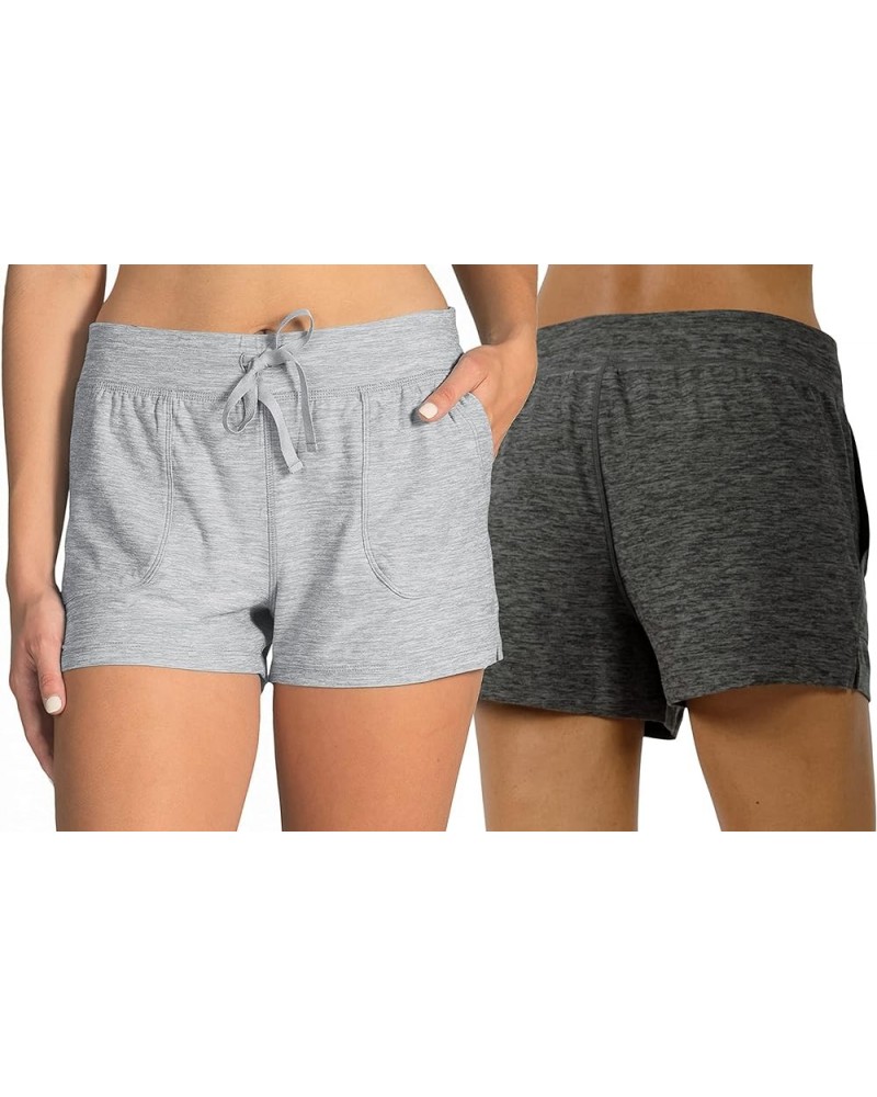 Lightweight Lounge Shorts - Casual Summer Jersey Shorts for Women 2 Pack - Heather Frost Gray / Heather Charcoal $12.97 Sleep...