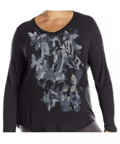 Women's Plus Size Long Sleeve Graphic V-Neck Tee Ebony Hidden Foliage $9.28 T-Shirts