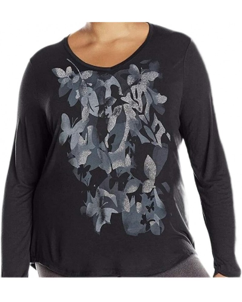 Women's Plus Size Long Sleeve Graphic V-Neck Tee Ebony Hidden Foliage $9.28 T-Shirts